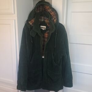 St. John's Bay Vintage Green Hooded Barn Coat Mens Large Corduroy Jacket